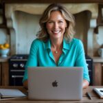 declutter your mind - a woman in her fifties sitting in front of her laptop