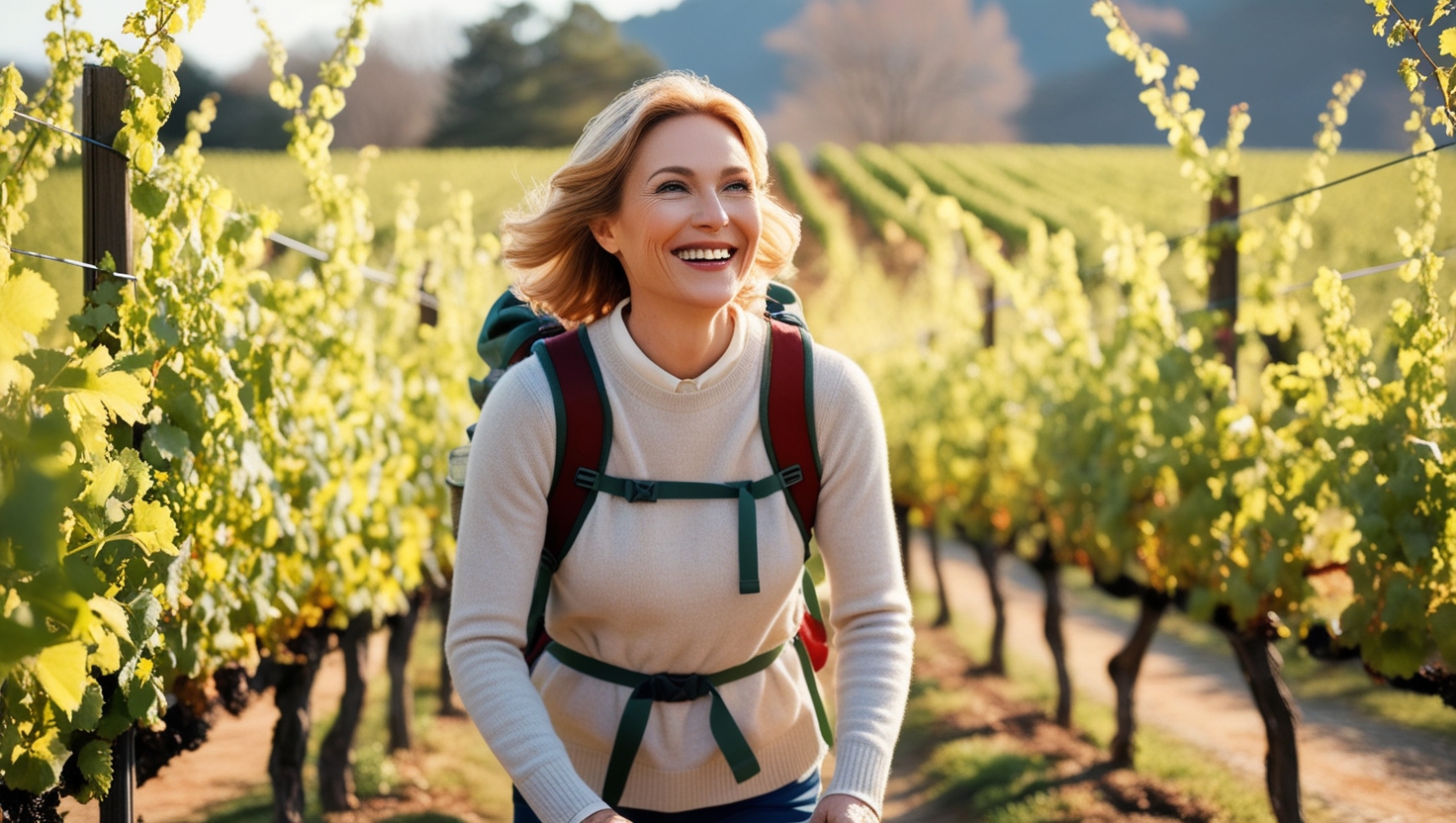 limiting beliefs - woman walking through vineyard in the spring