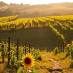 emotional wealth - sunset over the vineyards in southwest France