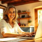 self love - a woman writing on her laptop