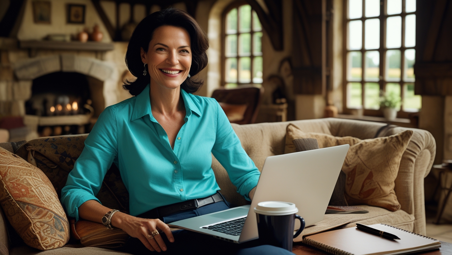 Woman working on a Bounderies setting online course in her sitting room