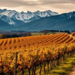 Camino - view of the Pyrenees above the vinayards of Gascony