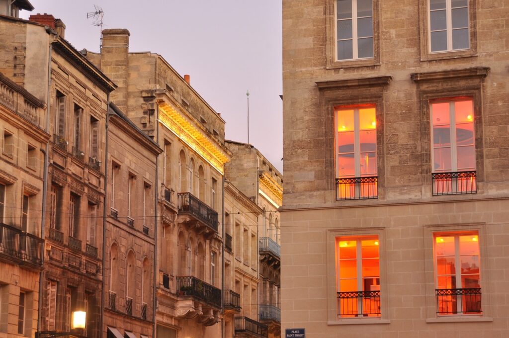 Bordeaux street scane at dusk